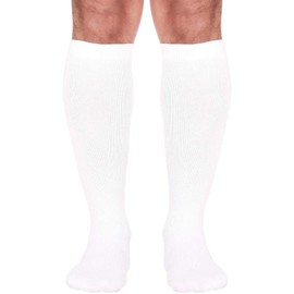 Made in the USA - XL Compression Socks for Men, Firm Graduated Support Dress Hose 20-30mmHg - Absolute Support Sku: A104 White – Helps with poor circulation, edema