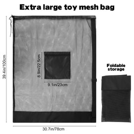 KKONHII 2Pcs Large Mesh Beach Bag Drawstring Toys Bag, Reusable Drawstring Mesh Ball Bags Foldable Swim Bags Swim Pool Balls Storage Bags Gym Backpack, Home Toys Organizer Shells Organizer