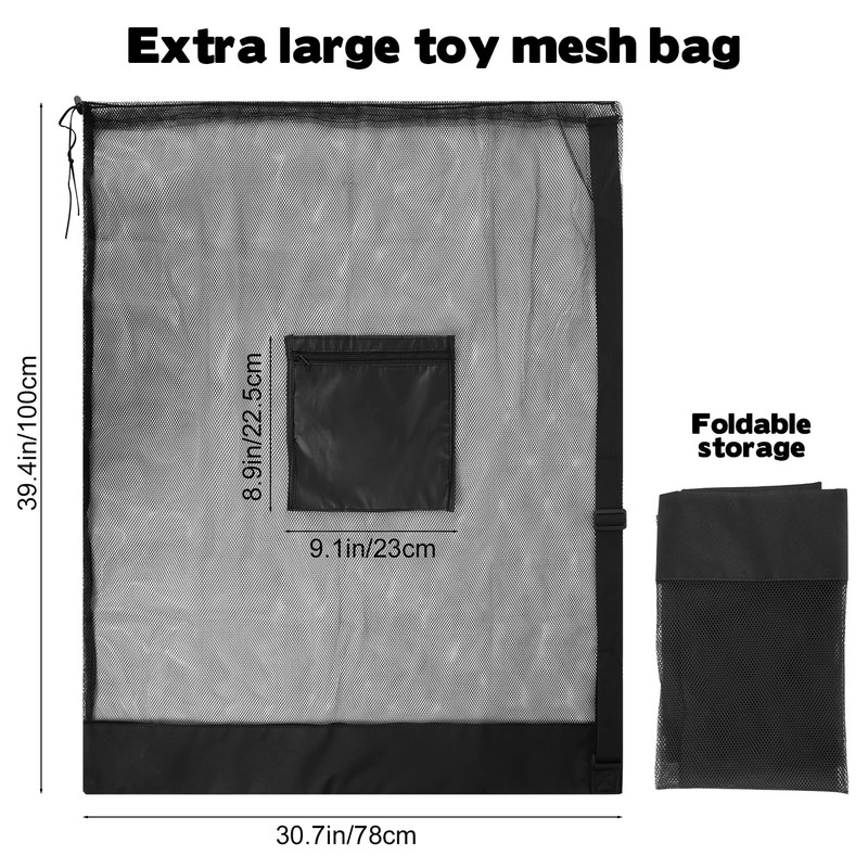 KKONHII 2Pcs Large Mesh Beach Bag Drawstring Toys Bag, Reusable