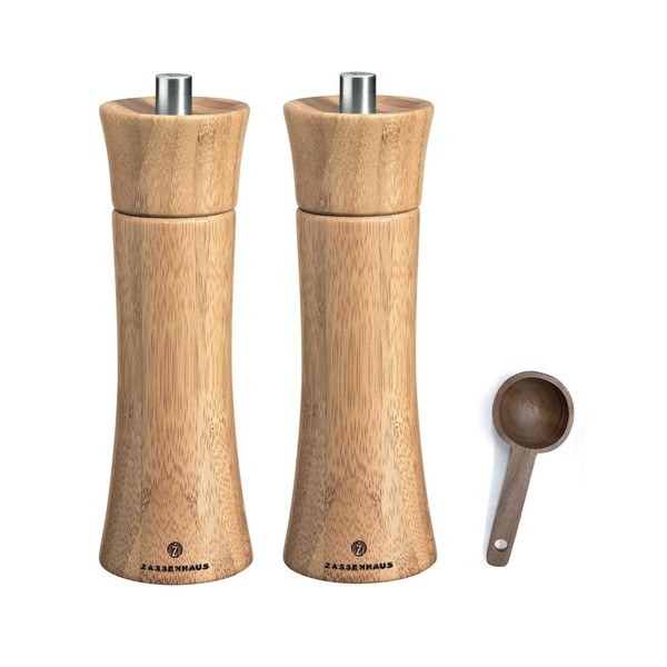 Zassenhaus Bamboo Frankfurt Salt & Pepper Grinder Mill Gift Set,