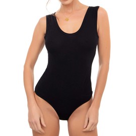 Avely Bodysuit for Women Made of Cotton, Bodysuit for Women with Wide Straps, Sleeveless Basic T-Shirt, Summer Bodysuit, gray