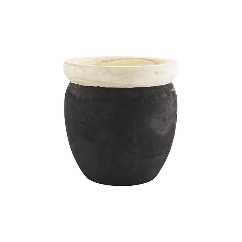 Mud Pie Paulownia Pot, Black, 12" x 12" dia