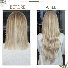 RUNATURE Weft Hair Extensions Human Hair Blonde Ombre Ash Sew in Real Hair Extensions Balayage 16 Inch 100 Gram