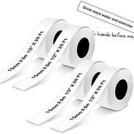 D30 Label Tape White 15mm x 6m Replacement Continuous Thermal Label Paper for Phomemo D30 Labels Tape Printer Maker Tape Refill Replacement for Print Master D30 Labels Refill