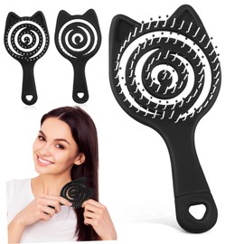 Baluue Curly Hair Detangler Brush Set 3 Pack Kitten Ear Massage Brush Vented for Blow Drying Women Girls