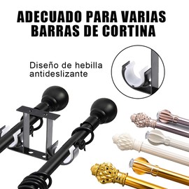 Soportes Para Barra De Cortina, 4 Pcs Soporte Para Barra De Cortina De Aleación De Aluminio, Soporte Para Barra De Cortina Para Techo, Soporte Doble Para Barra De Cortina (Negro)