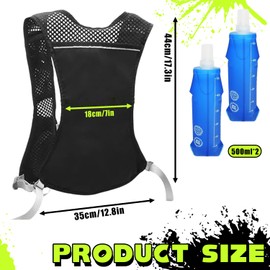 Running Vest for Men and Women, Multifunctional Running Vest with 2 x 500 ml Water Bottles, Reflective Running Backpack, Adjustable Hydration Vest, for Runs, Marathons, Trail Running, Cycling