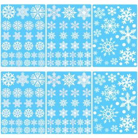 6 Sheets Christmas Stickers White Snowflake Window Glass Clings for Xmas New Year Winter Ice and Snow Theme Fashion Party Wonderland Decoration Ornaments Crafts