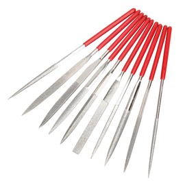 Mesee 10pcs Mini Diamond Needle File Set Stone Hardened Alloy Strength Steel Jewelers Small Metal File Tools includes Round Triangular Square Flat Shape 2x100mm