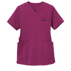 Anfamier Nurse Scrub, Anti-See-through, Virus Guard, 2-Way Stretch, Easy to Move, Color Scheme, Antiviral, Grape × Navy, LL