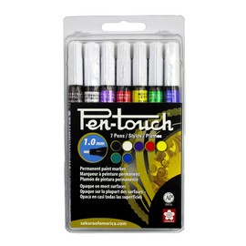 Sakura 42392 7-Piece Fine Pentouch Paint Marker, 1.0mm, Yellow, Red, Purple, Green, Blue, White and Black