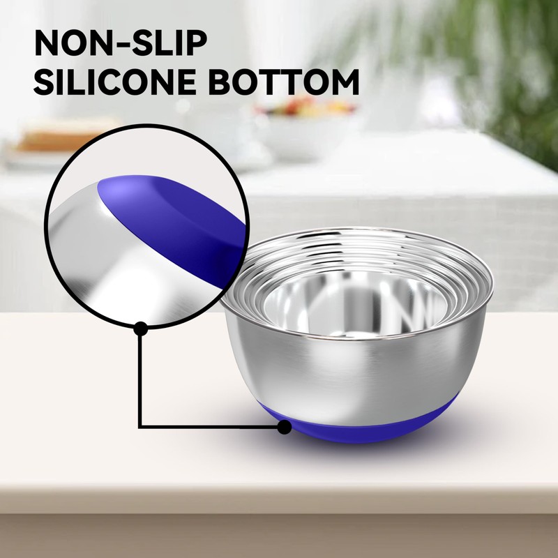 KITEISCAT Stainless Steel Mixing Bowls with Lids – Set of