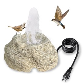 Sac Smarten Arts Fountain for Bird Baths for with 7.5W Water Pump Resin Granite Rock Feature