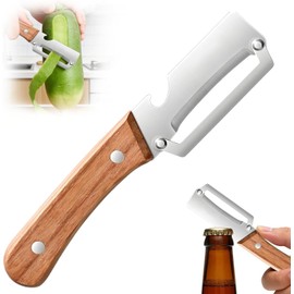 Pelador Verduras Multifunción, 2 en 1 Pelador de Verduras Multifuncional con Destapador, Cuchilla de Acero Inoxidable para Frutas, Calabaza, Papaya, Papa, Zanahoria y Hortalizas (1-Pack)