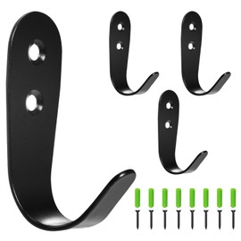 CGBE Coat Hooks for Wall, Heavy Duty Outdoor Hooks for Hanging Towel No Rust Outside Towel Hooks Wall Mounted with Screws and Anchor for Key, Towel, Bags, Cup, Hat (J - Shape Black)