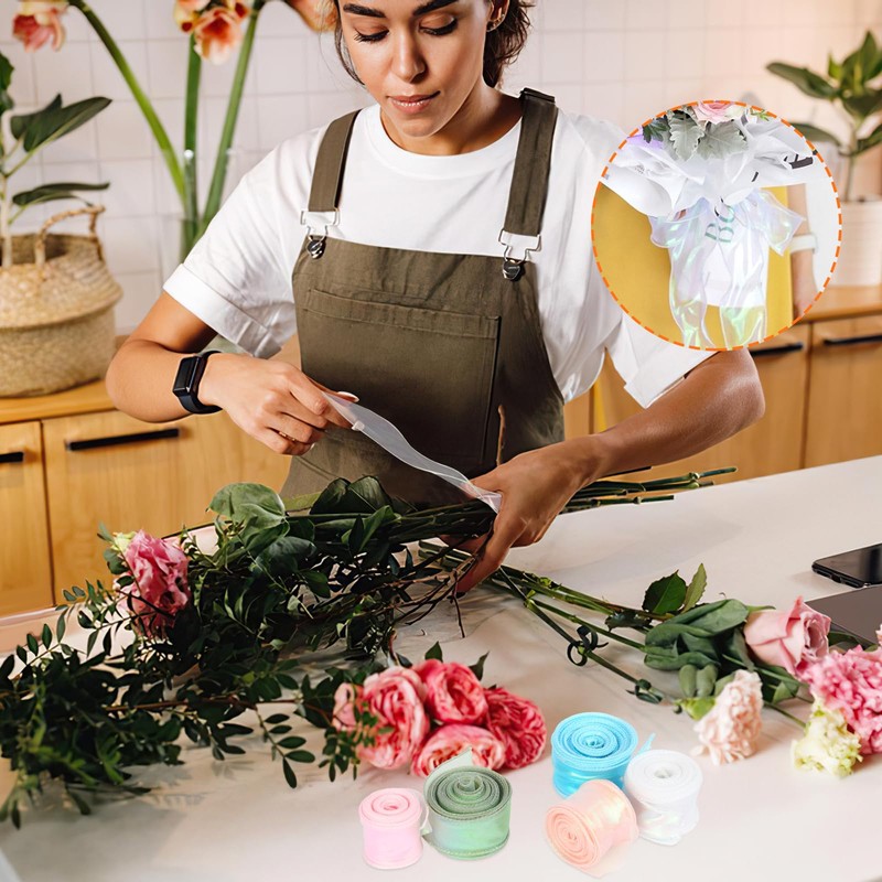 6 Rolls of Ribbon, 4 cm x 9 m Organza