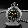 Tiong Silver Men's Smooth Steel Mechanical Pocket Watch with Luminous