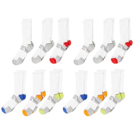 Fruit Of the Loom Boys' Everyday Active Crew Socks (12 Pack), White, Medium