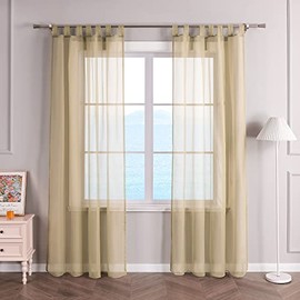 ESLIR Tab-Top Curtains Window Curtain Transparent Voile 1 Piece