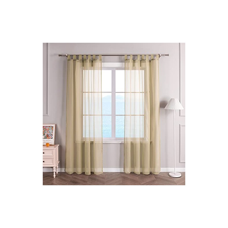 ESLIR Tab-Top Curtains Window Curtain Transparent Voile 1 Piece