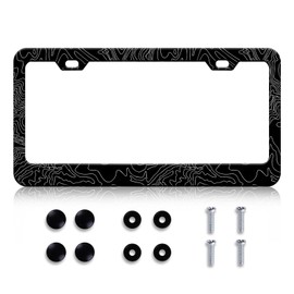 HCSS Topographic Map License Plate Frame, Topography Aluminum Metal License Plate Holder Cover Car Accessory for Men Women, Rust-Proof Waterproof Car Decorative Tag Frames for Standard US 12x6 Inch