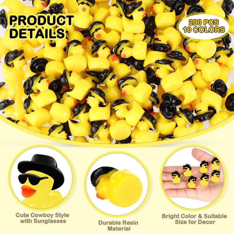 Barydat 150 Pcs Mini Resin Cowboy Ducks with Sunglasses Tiny