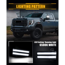 LESAUCE LED Sequential Switchback Side Mirror Lights - Compatible with 2020-2024 Chevy Silverado/GMC Sierra 2500 3500, Dual-Function Running Lights & Dynamic Turn Signals, Plug-and-Play Replacement