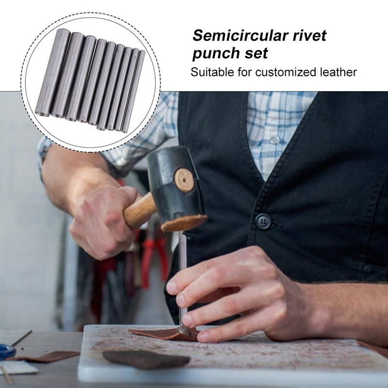 Housoutil Mushroom Rivet Setting Tool, 9PCS Solid Rivet Punch, Rivet