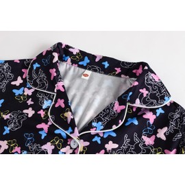 Vopmocld Girls Pajama Sets - 3pcs Button Down Short Sleeve Long Pants With Shorts Sleepwear Cute Patterns Nighty For Teens, Butterfly-Unicorns, 14