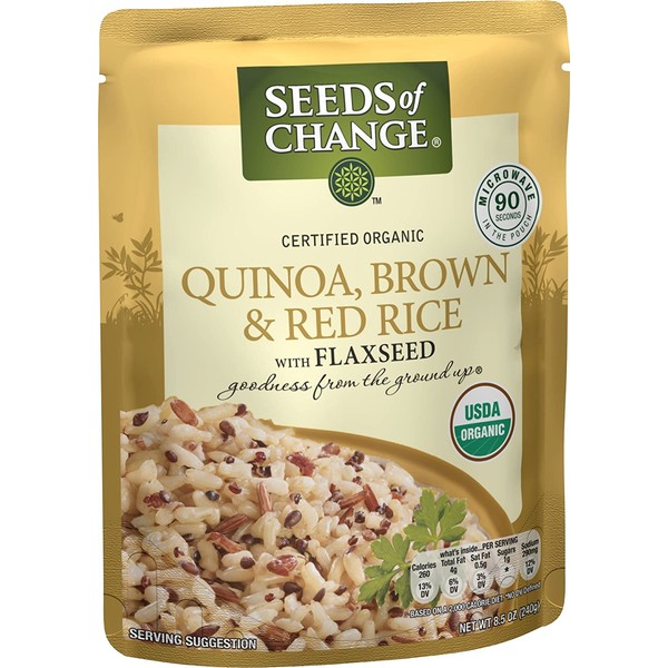 Seeds Of Change Organic Quinoa, Brown & Red Rice with Flaxseed, Ready to Heat 8.5 Ounce Pouches, 8.5 Ounce (Pack of 6)