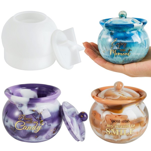 ISSEVE Jars Resin Molds, Jar Silicone Molds with Lid, Epoxy