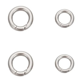 UNICRAFTALE 2 Sizes 4 Pcs Spring Gate Rings Stainless Steel O Rings 12mm/16mm Spring Clasp Connector Round Keyring Buckle Metal Trigger Rings Carabiner Clip Snap for Keychain Bag Purse Handbag Strap