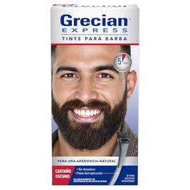 Grecian Express Tinte Colorante Para Barba y Bigote Hombre En Crema, Sin Amoníaco, Color Castaño Oscuro, Fácil Aplicación, 80 g