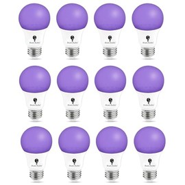 12 Pack LED Black Light Bulb, 9W A19 E26 Blacklight Bulb Level 385-400nm, Body Paint, Glow in The Dark LED Light Bulb Neon Glow Fluorescent Poster Black Bulb