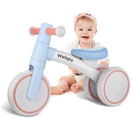 welspo Baby Balance Bikes for 1 Year Old Boys Girls 12-24 Months Kids Cute Toddler First Bicycle Infant Walker Children No Pedal 3 Wheels Mini Bike Riding Toys (Blue)