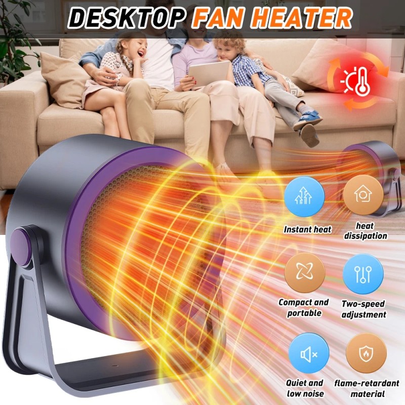 Portable Electric Space Heater 700W Quiet Ceramic Mini Heater Fan