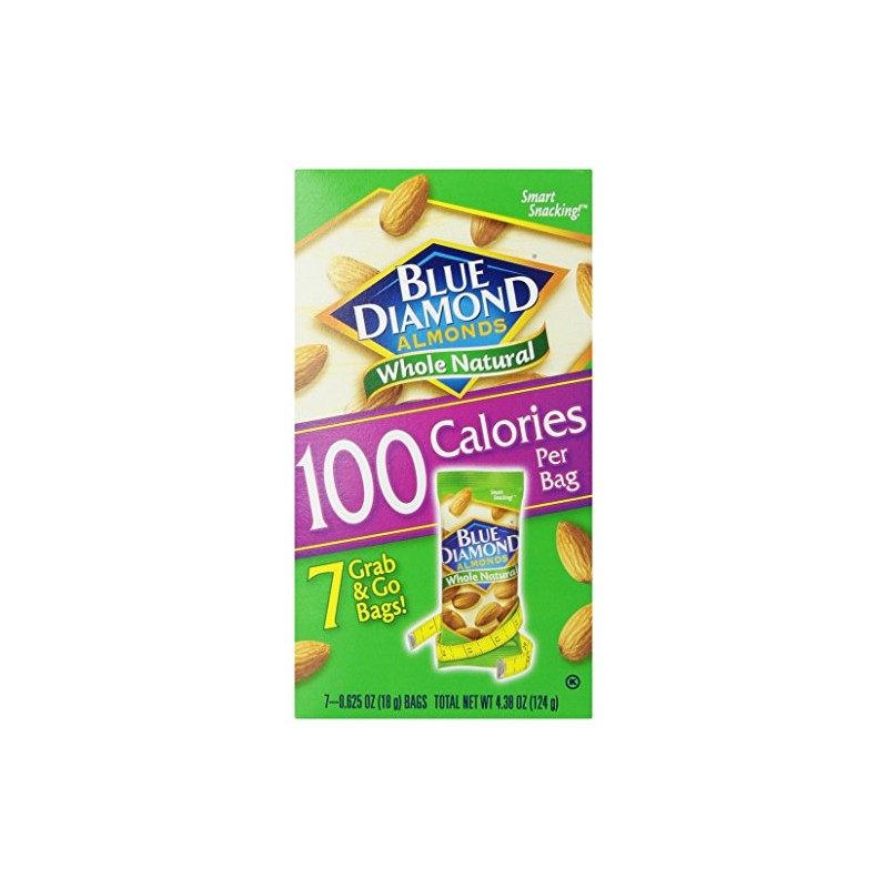 Blue Diamond Almonds, Raw Whole Natural, 100 Calorie Pack, 7