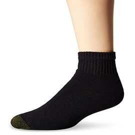 Gold Toe Men's Cushioned Cotton Quarter 7-Pack, Black, Sock Size:10-13/Shoe Size: 6-12
