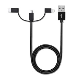 BoxWave Cable Compatible with Garmin GPSMAP 66sr - AllCharge 3-in-1 Cable - Jet Black