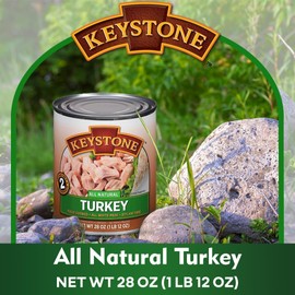 Keystone Meats All Natural Canned Turkey 28 Ounce Long Term Shelf Life Emergency Survival Food Canned Meat | Fully Cooked Ready to Eat | All White Meat No Carbs Gluten Free Family Pack of 4