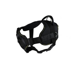 Dean & Tyler Black with Yellow Trim Fun Dog Harness with Padded Chest Piece, Therapy Dog, X-Large, Fits Girth Size 34-Inch to 47-Inch