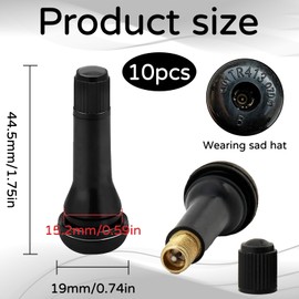 Pack of 10 rubber valves, tyre valves, black car rubber valves, car valves, universal car valves, snap-in rubber valves, tyre valves, rubber valve tyres for motorcycles, most cars