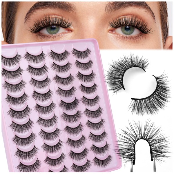 CALAILIS False Eyelashes Natural Look Fake Lashes 20 Pairs Wispy