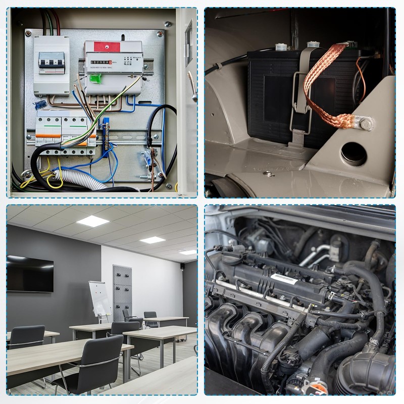 sourcing map 5Pcs Braided Ground Strap 10" x 0.4", 12"