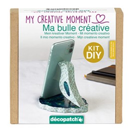 Decopatch KIT040C - An adult Mini-kit - Creative kit for trendy decoration - Phone holder to decorate (support, paper, glue and brush included) - Dimensions: 5x16x16cm