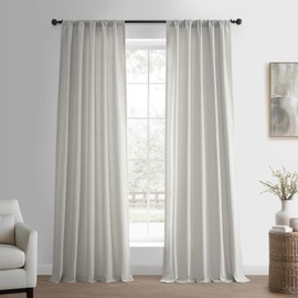 HPD Half Price Drapes Basic Faux Linen Curtains - 96 Inch Long Pair - 2 Panels - 50W x 96L - Natural Linen Curtain for Living Room, Bedroom, Dinning Room, Modern Farmhouse Drapes, Light Sand
