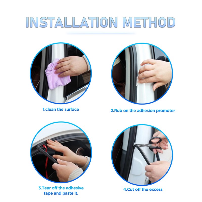 Xibao Autotürdichtung,Universal Autotür Türdichtung Gummidichtung,D-förmiger Autotüren Dichtungsstreifen,Gummiprofil Kantenschutz Selbstklebend Wasserdicht