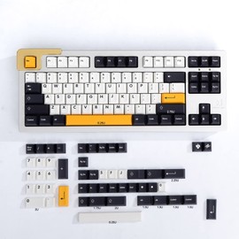 Sumgsn 138 Keys PBT Keycaps English Minimalist Black and White Keycaps Cherry Profile Fit for 60% 65% 95% Cherry Mx Switches Mechanical Keyboard