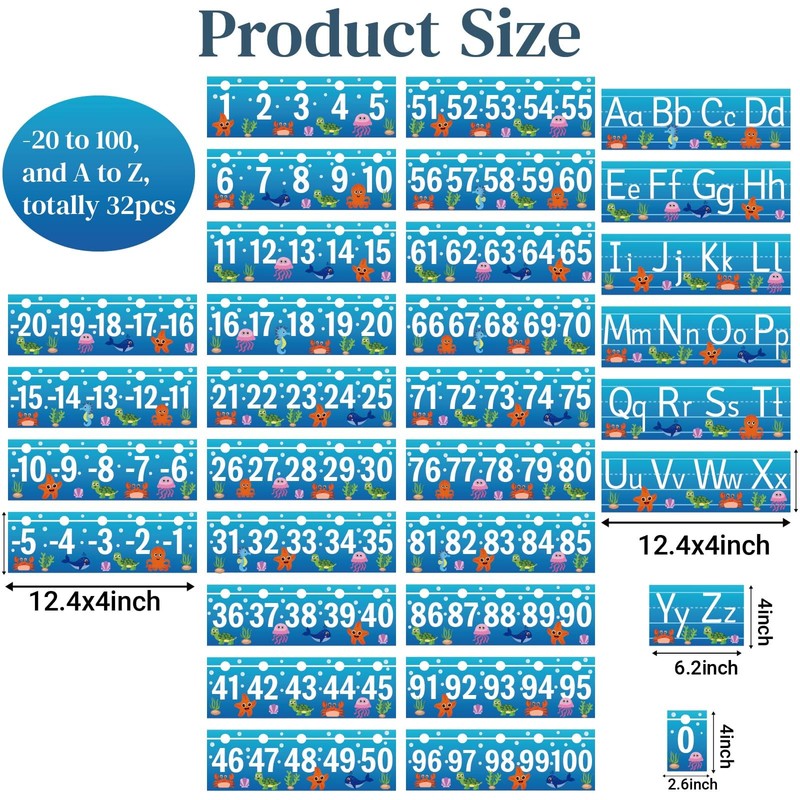 32Pcs A to Z Alphabet and -20-100 Number Cards Boho
