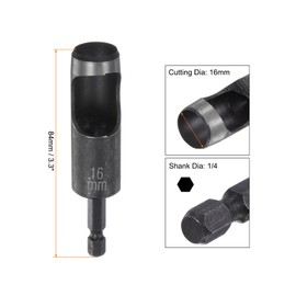 HARFINGTON 4pcs 16mm Leather Hollow Hole Punch 1/4" Hex Shank for Drills, Belt Hole Punch Punching Cutter Tool for Thick Fabrics Leathercraft Working